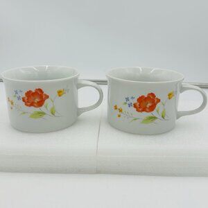 Bake' N Serve by Hearthside 14 oz Soup Mug Fine Porcelain Japan Floral Set of 2